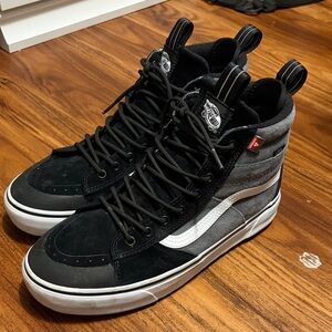Vans Men's Black and White High-Top Sneakers